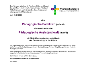 Stellenausschreibung Jona Kindergarten